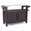 Rolling Bar Cart Outdoor Patio Furniture, Resin Wicker Serving Cart with Shelves and Bottle Opener