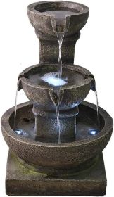 Outdoor Waterfall Fountain - Relaxing Soothing Garden Fountain Patio Outdoor with LED Lights and Charming Fountains