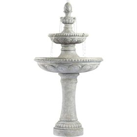 Outdoor Floor Bubbler Fountain and Waterfalls 44" High 3 Tiered Bowls Decor for Garden Patio Backyard Deck Home Lawn Porch