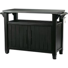 Keter Unity XL Portable Outdoor Table with Stainless Steel Top for Kitchen Prep and Outdoor Storage Cabinet for Grilling