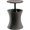 Keter Pacific Cool Bar Outdoor Patio Furniture and Hot Tub Side Table with 7.5 Gallon Beer and Wine Cooler,