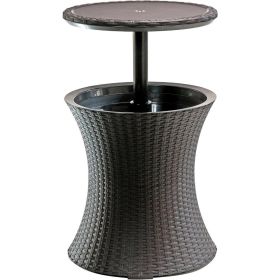 Keter Pacific Cool Bar Outdoor Patio Furniture and Hot Tub Side Table with 7.5 Gallon Beer and Wine Cooler,