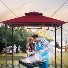 5x8 Gazebo, Canopy for Patio Outdoor BBQ Gazebos with Shelves & Extra 2 LED Light, Barbeque Grill Canopy, Gazebo