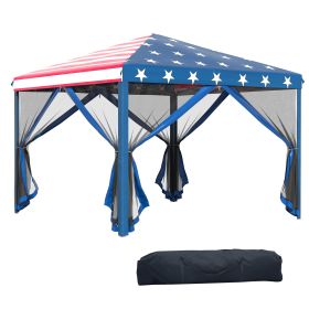 Outsunny 10' x 10' Pop Up Canopy Tent with Netting, Instant Gazebo, Ez up Screen House Room with Carry Bag, Height Adjustable, for Outdoor, Garden, Pa