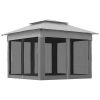Outsunny 11' x 11' Pop Up Canopy, Outdoor Patio Gazebo Shelter with Removable Zipper Netting, Instant Event Tent w/ 114 Square Feet of Shade and Carry