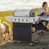 Propane Grill 4 Burner Barbecue Grill Stainless Steel Gas Grill with Side Burner, 46,500 BTU Outdoor Cooking, Patio, Garden Barbecue Grill