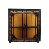 Outdoor Wicker Side Table with Umbrella Hole & Storage Space, Square PE Rattan End Table for Patio Garden Poolside Deck Brown