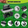 Propane Grill 4 Burner Barbecue Grill Stainless Steel Gas Grill with Side Burner, 46,500 BTU Outdoor Cooking, Patio, Garden Barbecue Grill