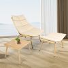 JESE Chaise Lounge Chair with Ottoma and Table for Outdoor Indoor Wood-Color Anti-rust Metal Alloy Frame Lazy Chiars 380lbs Capacity with Cushion and
