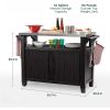 Rolling Bar Cart Outdoor Patio Furniture, Resin Wicker Serving Cart with Shelves and Bottle Opener