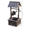 Outsunny Outdoor Wooden Wishing Well Fountain with Adjustable Water Flow Rate, Outdoor Rustic Waterfall Fountain with Electric Pump, Water Bucket, for