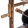 Outsunny Outdoor Wooden Wishing Well Fountain with Adjustable Water Flow Rate, Outdoor Rustic Waterfall Fountain with Electric Pump, Water Bucket, for