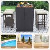 Patio Wicker Bar Stools Set of 2 with Seat Cushions and Footrest