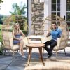 Wicker Egg Chair, Oversized Indoor Outdoor Lounger with Stand and Cushions for Patio Porch Backyard Living Room Balcony, Beige Rattan & Creamy White C