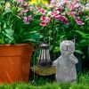Solar Lights Resin Cat Waterproof Lantern Weather-Resistant Garden Lights Mini Statue Cat Outdoor Lantern Garden Ornament Light