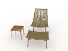 JESE Chaise Lounge Chair with Ottoma and Table for Outdoor Indoor Wood-Color Anti-rust Metal Alloy Frame Lazy Chiars 380lbs Capacity with Cushion and
