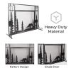44 x 33 Inch Fireplace Screen, Metal Fireplace Screen with Single Door, Baby Safe Spark Guard Protector Wood Burning Stove Decorative Accessories