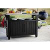 Keter Unity XL Portable Outdoor Table with Stainless Steel Top for Kitchen Prep and Outdoor Storage Cabinet for Grilling