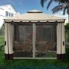 10x12ft Gazebo with Netting & Curtains, for Patios Outdoor Double Roof Canopy Gazebos, Backyard and Deck, Gazebo