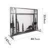 44 x 33 Inch Fireplace Screen, Metal Fireplace Screen with Single Door, Baby Safe Spark Guard Protector Wood Burning Stove Decorative Accessories