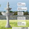 Outdoor Floor Bubbler Fountain and Waterfalls 44" High 3 Tiered Bowls Decor for Garden Patio Backyard Deck Home Lawn Porch