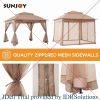 11x11 ft. Pop-Up Instant Gazebo, Outdoor Portable Steel 2-Tier Top Canopy/Tent with Netting and Carry Bag, Patio Umbrellas Tents
