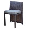 Cape Town 3-Piece PE Wicker Bistro Steel Cushions Outdoor Dining Set, Mahogany Brown, Grey