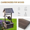 Outsunny Outdoor Wooden Wishing Well Fountain with Adjustable Water Flow Rate, Outdoor Rustic Waterfall Fountain with Electric Pump, Water Bucket, for