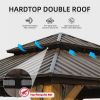 12'x12' Hardtop Gazebo, Outdoor Cedar Wood Frame Canopy with Galvanized Steel Double Roof, Outdoor Permanent Metal Pavilion with Curtains and Netting
