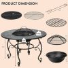 35.5 inch Patio Fire Pit Dining Table With Cooking BBQ Grate