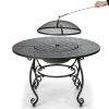 35.5 inch Patio Fire Pit Dining Table With Cooking BBQ Grate