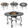35.5 inch Patio Fire Pit Dining Table With Cooking BBQ Grate