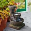 Outdoor Waterfall Fountain - Relaxing Soothing Garden Fountain Patio Outdoor with LED Lights and Charming Fountains