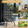 Wicker Egg Chair, Oversized Indoor Outdoor Lounger with Soft Cushions, Teardrop Cuddle Seat for Patio Porch Backyard Living Room Balcony, Black Rattan