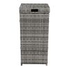 With Top Cover Iron Frame Rattan Trash Can Gary Gradient