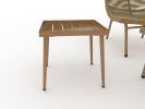 JESE Chaise Lounge Chair with Ottoma and Table for Outdoor Indoor Wood-Color Anti-rust Metal Alloy Frame Lazy Chiars 380lbs Capacity with Cushion and