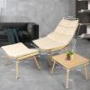 JESE Chaise Lounge Chair with Ottoma and Table for Outdoor Indoor Wood-Color Anti-rust Metal Alloy Frame Lazy Chiars 380lbs Capacity with Cushion and