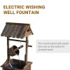Outsunny Outdoor Wooden Wishing Well Fountain with Adjustable Water Flow Rate, Outdoor Rustic Waterfall Fountain with Electric Pump, Water Bucket, for