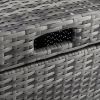 With Top Cover Iron Frame Rattan Trash Can Gary Gradient