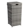 With Top Cover Iron Frame Rattan Trash Can Gary Gradient