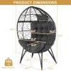 Wicker Egg Chair, Oversized Indoor Outdoor Lounger with Soft Cushions, Teardrop Cuddle Seat for Patio Porch Backyard Living Room Balcony, Black Rattan