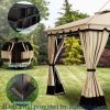 10x12ft Gazebo with Netting & Curtains, for Patios Outdoor Double Roof Canopy Gazebos, Backyard and Deck, Gazebo