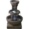 Outdoor Waterfall Fountain - Relaxing Soothing Garden Fountain Patio Outdoor with LED Lights and Charming Fountains