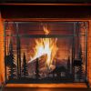 44 x 33 Inch Fireplace Screen, Metal Fireplace Screen with Single Door, Baby Safe Spark Guard Protector Wood Burning Stove Decorative Accessories