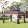 10ft x 13ft Patio Gazebo-Coffee-AS (Swiship-Ship) (Prohibited by WalMart)