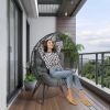 Wicker Egg Chair, Oversized Indoor Outdoor Lounger with Soft Cushions, Teardrop Cuddle Seat for Patio Porch Backyard Living Room Balcony, Black Rattan