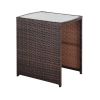 Cape Town 3-Piece PE Wicker Bistro Steel Cushions Outdoor Dining Set, Mahogany Brown, Grey