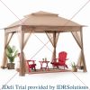 11x11 ft. Pop-Up Instant Gazebo, Outdoor Portable Steel 2-Tier Top Canopy/Tent with Netting and Carry Bag, Patio Umbrellas Tents