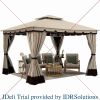 10x12ft Gazebo with Netting & Curtains, for Patios Outdoor Double Roof Canopy Gazebos, Backyard and Deck, Gazebo