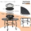 35.5 inch Patio Fire Pit Dining Table With Cooking BBQ Grate